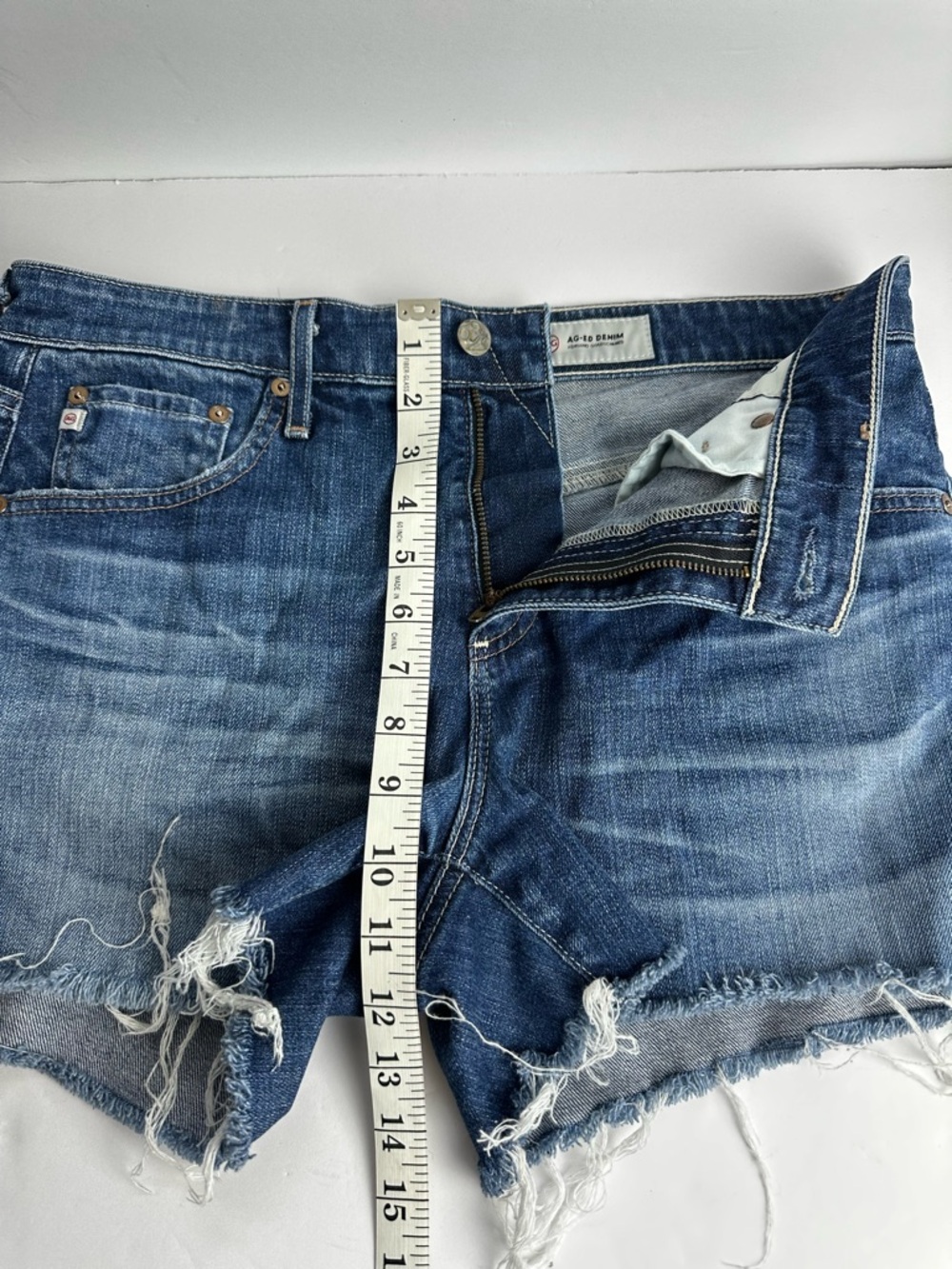 AG Adriano Goldschmied Women's Shorts 28 Hailey The Ex Boyfriend Raw Hem Blue - Picture 5 of 9